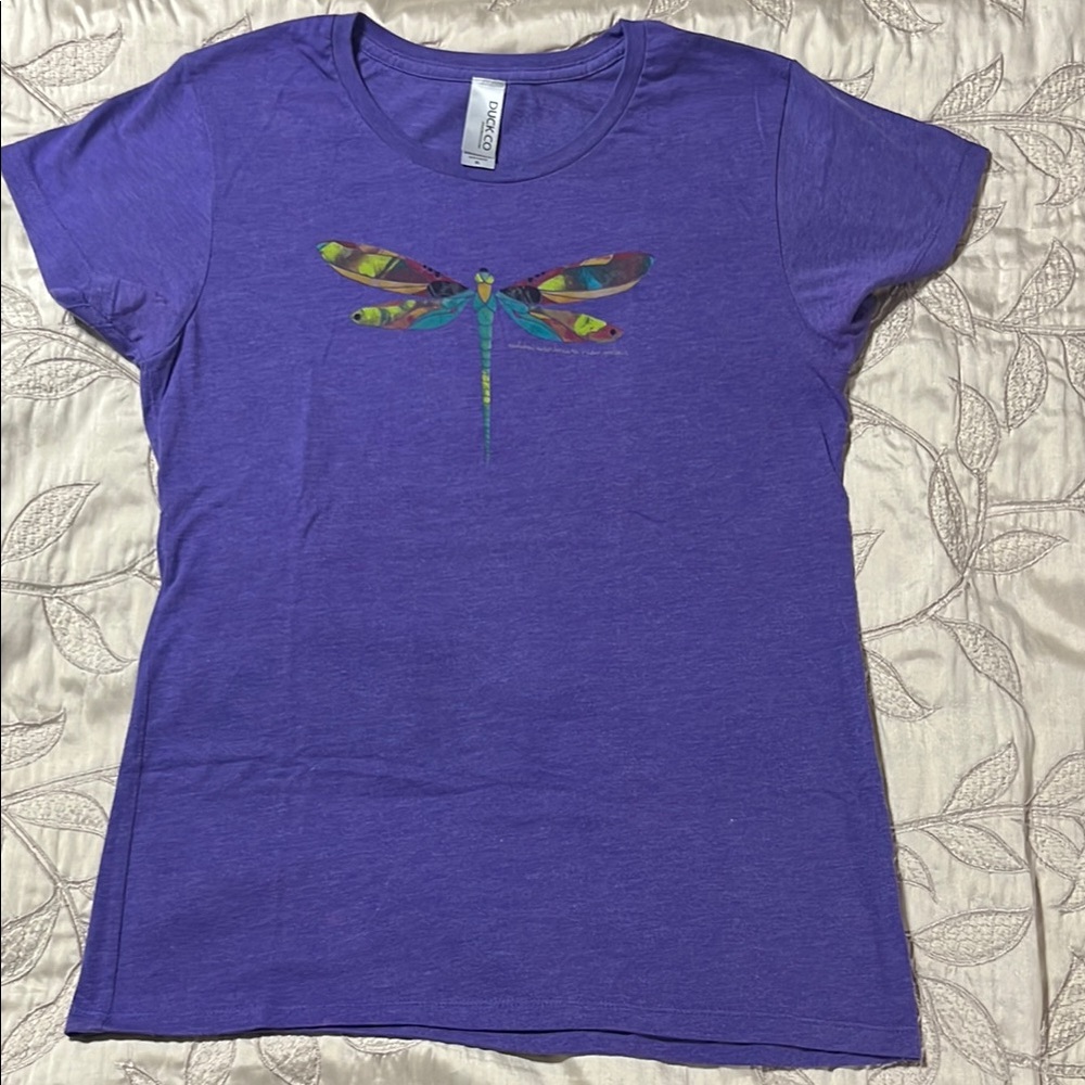 Purple T-Shirt with Dragonfly Design